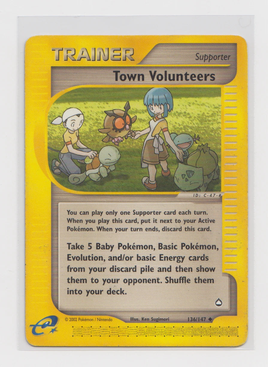Pokémon TCG: Town Volunteers Uncommon Trainer 136/147 (Aquapolis)